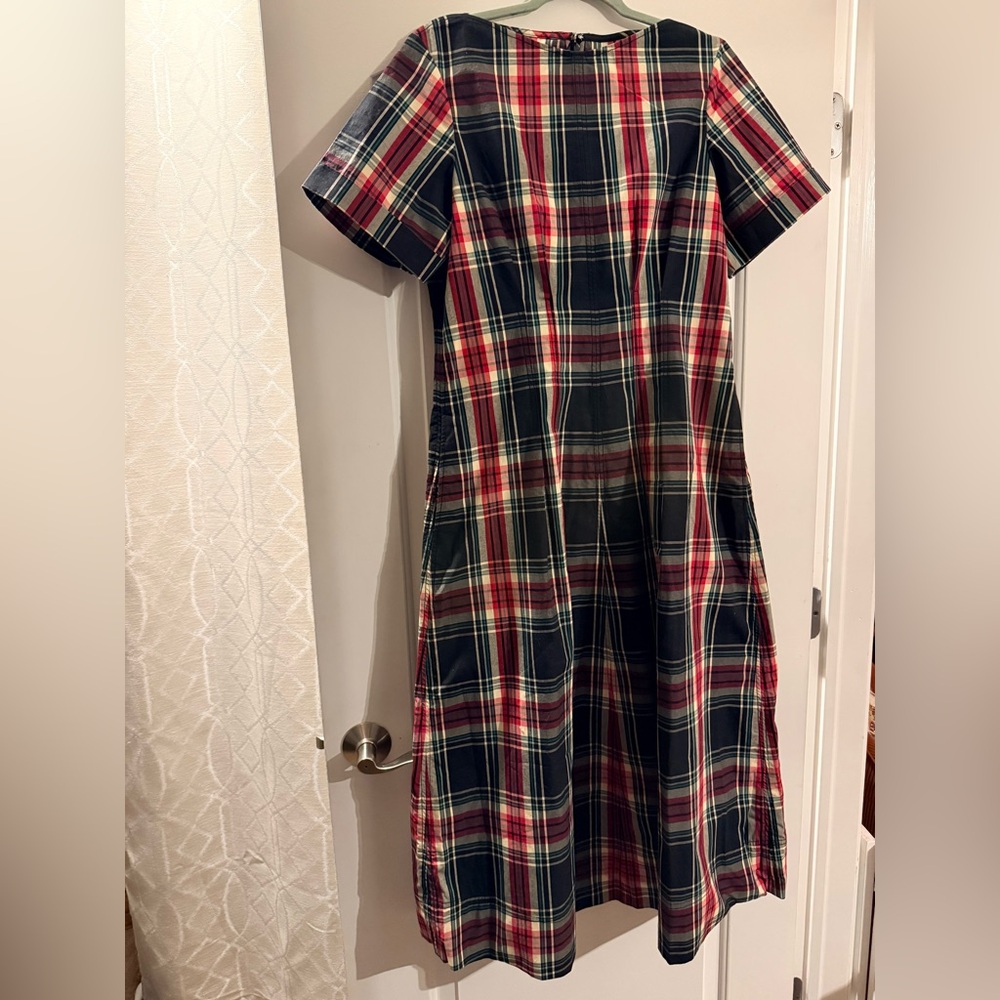 JCrew Short-sleeve midi dress in tartan cotton blend NWT